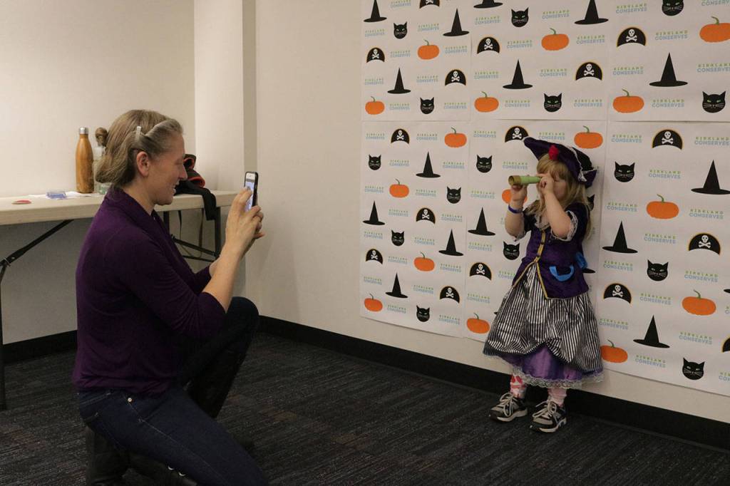 Hannah Lewbel takes a photo of her three-year-old Hailee dressed like a pirate. Megan Campbell/Kirkland Reporter