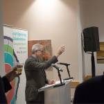 EvergreenHealth CEO, Bob Malte, gives a toast just before the ribbon tying ceremony at the grand opening celebration for Kenmores EvergreenHealth primary and urgent care clinic.