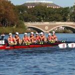 Sammamish Rowing Associations Womens 50-plus Eight crew races at the Head of the Charles Regatta. Courtesy of Sport Graphics