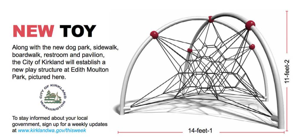 A rendering of the play structure to be built at Edith Moulton Park. <em>Courtesy of the City of Kirkland </em>