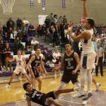 Lake Washington defeated Mercer Island, 59-57, in boys basketball action on Jan. 5. Courtesy of Willy Paine