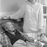 Connie Anderson with a patient during her earlier days as a nurse at the Northwest Kidney Centers. Courtesy of Northwest Kidney Centers