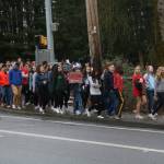 More than 200 student activists from Juanita High School marched in a 17-minute protest. Photo by Kailan Manandic