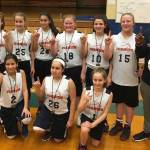 State champs: Top row, left to right  Isabella Phillips, Tia El-Zien, Leyla Nabai, Kate Miller, Miya Dill, Amanda Koop and coach Wes Williams. Bottom row, left to right  Bella Ely, Samantha Latessa, Nikki Ziraknejad and Jesse Ruyle. Courtesy photo