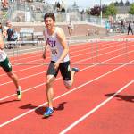 Photo courtesy of Don Borin/Stop Action Photography                                Lake Washington Kangaroos senior Xavier Betancourt, center, earned sixth place with a time of 40.43 in the 300 hurdles at the Class 3A state track meet on May 26 at Mount Tahoma High School in Tacoma.