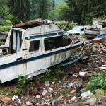 One of many grounded boats on the premises. Photo by Caean Couto
