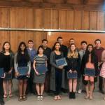 From left to right, back row: Nicolas Woolwine, Isaac John Perrin, Lucas Wall, Bradley Ross Cagle, Daniel Liu, Tyler Paul Zangaglia; front row: Scott Cavanagh, Michelle Um, Divya Parimi, Anna Wang, Jessica Wells, Jamie Ellen Hudson, Khushi Manish Chaudhari, Shawdi Mehrvarzan. Photo by Brandi Comstock. Photo courtesy of the Lake Washington Schools Foundation