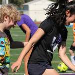 Getting their kicks at Lil’ Kangs Soccer Camp