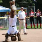 The Mariner Moose flips onto the field. Andy Nystrom / staff photo