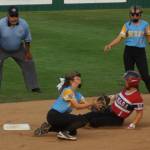 Christina Minor makes a play at second as Bella Ely stands by. Courtesy of workmac-LLSWS
