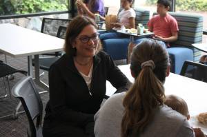 Rep. Suzan DelBene talks with local parents about what they think of the Summer Meals program that aims to help hungry children. Kailan Manandic/staff Photo