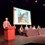 The panel included Dr. Joseph Castleberry, Megan Nakanishi, Brian Gawthrop, Marianna Beetham, Sally Otten and Walt Yeager. Photo courtesy of Kirkland Chamber of Commerce.