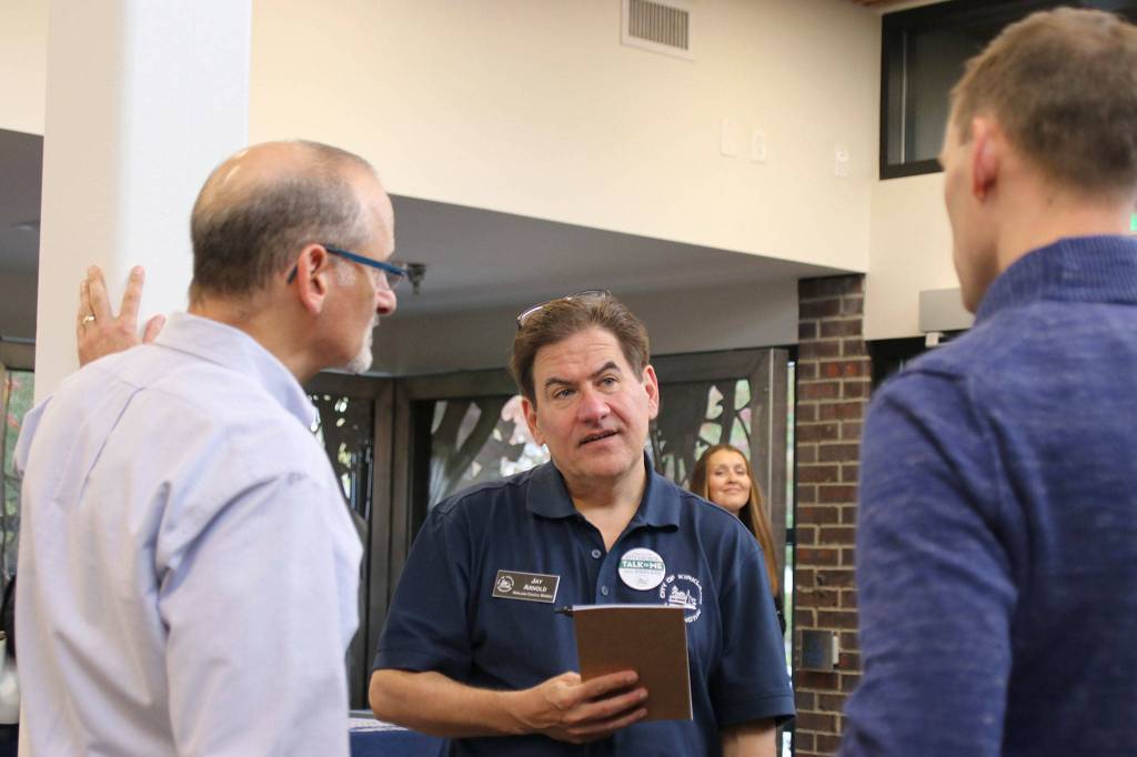 Kirkland Deputy Mayor Jay Arnold talks to residents and city staff at City Hall for All on Oct. 6. Photo courtesy of the city of Kirkland