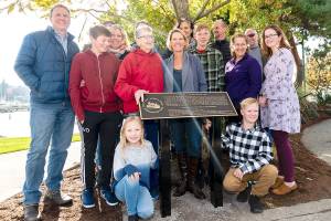 The Locke family gathered to officially name the pavilion in honor of Kirklands first City Manager, Al Locke. Photo Courtesy of the City of Kirkland.