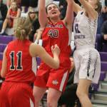 Juanitas Lexi Intong (40) fights for a rebound with Lake Washingtons Elise Hani. Intong earned co-MVP honors with Bellevues Kara Choi on the 2A/3A KingCo all-conference list. Andy Nystrom / staff photo