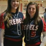 Juanita High senior fastpitch softball players, from left, Eden Radke and Jordan Schroeder. Andy Nystrom / staff photo