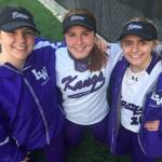 Seniors (from left) Jane Wilson, Jamie Pippin and Emma Rosendal hope to lead Lake Washington softball back to the state fastpitch tournament. Courtesy of Brad Fridell