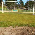 A patch of mud in the middle of 132nd Square Parks soccer field dries in the unseasonably warm weather of March 20. The city of Kirkland is planning to install a stormwater system beneath this field that will consolidate and treat stormwater run-off from the surrounding 48.5 acres. The project will require a 10-foot-deep hole that is nearly the size of the soccer field. Kirklands leaders are seizing on this money-saving opportunity  as well as the need to expand park access  to replace the grass surface with synthetic turf. Photo courtesy of the city of Kirkland