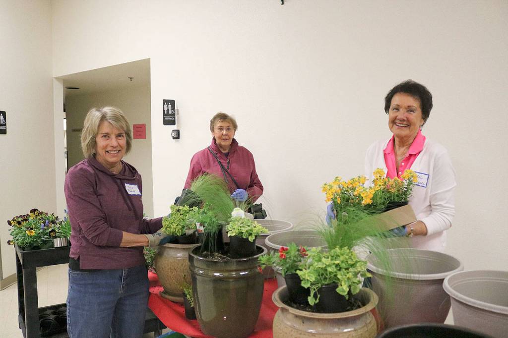 St. Jude Parish members planted flowers and plants for Sophias Way in Bellevue. Stephanie Quiroz/staff photo