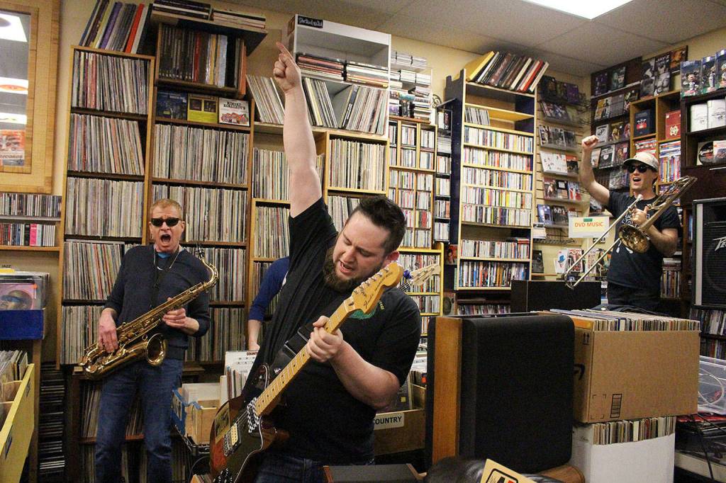 Frank Smith, Kyle Lever and Peter Fink of Mister Blank perform Go Doctor at Vortex. Madison Miller / staff photo