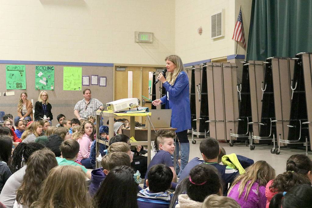 Stephanie Quiroz/staff photo                                Ocean Annie Crawley talked about the dangers of plastic, including the danger of straws to marine animals.