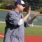 Lake Washington High head coach Derek Bingham encourages his players during a scrimmage on May 2. Andy Nystrom / staff photo