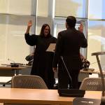 Derek Stanford is sworn into the open Senate seat just after being appointed by the two county councils. Madeline Coats/staff photo