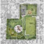 Option 1  Wandering Woodlands  is the least costly design concept for 132nd Square Park. Rendering courtesy of city of Kirkland