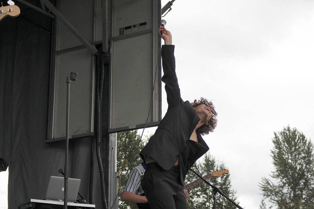 Dawson Daugherty with his band Almost Monday performs at Juanita High School. Madison Miller / staff photo