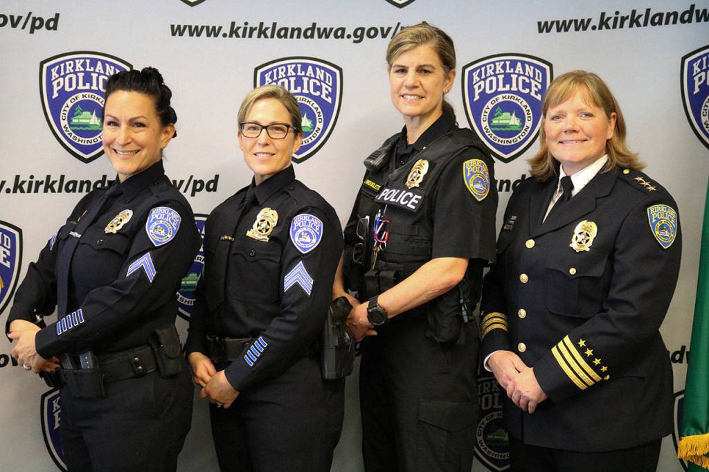 Chief Cherie Harris (far right) with some of the officers celebrated at the Sept. 19 event.