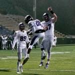 Lake Washingtons Josiah Dillard (20) celebrates his touchdown with James Gardner (37), Evan Liggett (89) and Jakson Voelker (13). Photo courtesy of Jodi Scheffler
