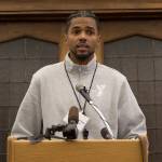 KTUB program director Antione Jackson speaks during the media conference. He said a Kirkland officer pushed and used foul language against him. Staff photo/Ashley Hiruko