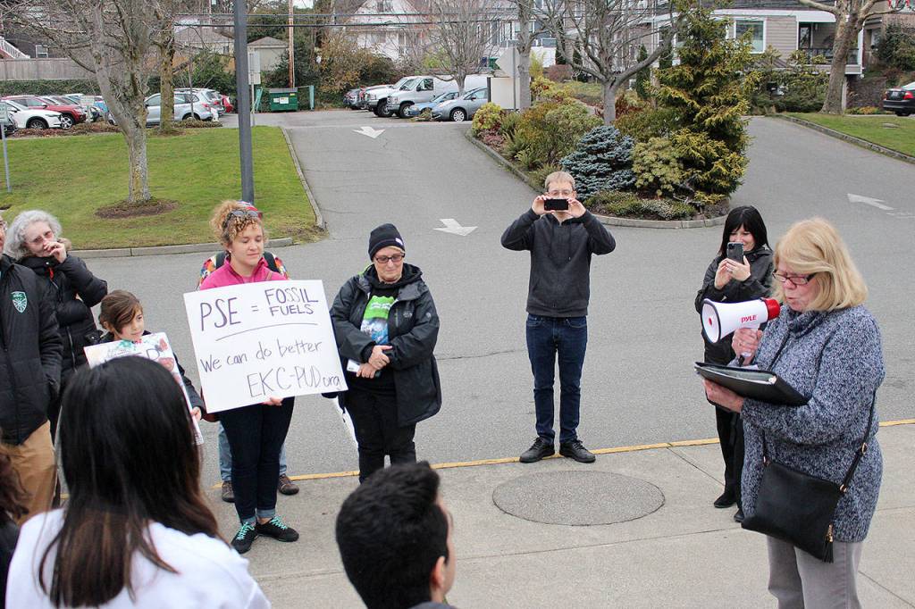Mayor Penny Sweet addresses climate change protesters on Dec. 6. Madison Miller / staff photo