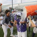 Lake Washington Kangs celebrate their 3A state baseball championship. Photo courtesy of Corky Trewin