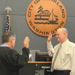 Toby Nixon being sworn in. Photo courtesy city of Kirkland