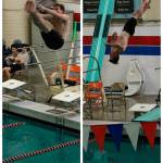 Aidan Richter soars through the air in a recent meet at the Juanita Pool. Andy Nystrom/ staff photos