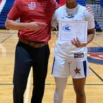 Juanita girls basketball head coach Azuma Bearden with 2A/3A all-KingCo first-team selection Chelsea Hill, who scored 25 points in the Rebels 57-38 victory over Bellevue in the league tournament on Feb. 13. Juanita will host Bainbridge at 7 p.m. Saturday in the 3A SeaKing District Tournament. KingCo Tournament champion Lake Washington will host the winner of the Bishop Blanchet-Rainier Beach game on Feb. 18 in the district tourney. Kangs Sophia Liesse, Rosa Smith and Elise Hani are all-league first-teamers and Hani is the defensive player of the year. Courtesy photo