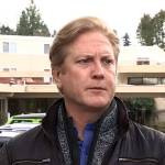 Public information liaison Tim Killian at a March 12 press briefing in front of the Life Care Center of Kirkland. Livestream screenshot