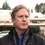 Public information liaison Tim Killian at a March 12 press briefing in front of the Life Care Center of Kirkland. Livestream screenshot
