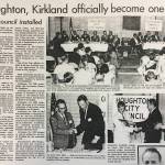 A newspaper article from 1968 describes the merger between the cities of Kirkland and Houghton. File photo
A newspaper article from 1968 describes the merger between the cities of Kirkland and Houghton. File photo