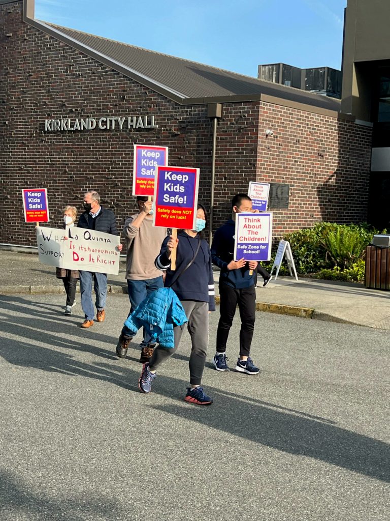 Keep Kids Safe outside of Kirkland City Hall on May 17. Courtesy of Lee Keller.
