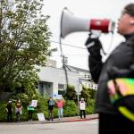 Abortion rights protesters fill all four corners of the intersection in front of the Everett Planned Parenthood in support of abortion rights on Saturday, July 9, 2022 (Olivia Vanni / Sound Publishing)