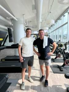 Reid, left, and Bill Wiseman at the Mercer Island Beach Club last year. Photo courtesy of Bill Wiseman