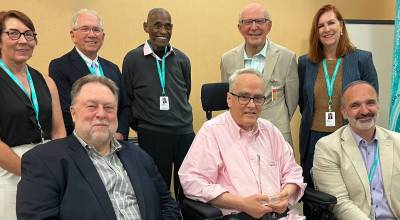 Top, from left: EvergreenHealth Board of Commissioners Suzanne Greathouse; Robin Campbell, PhD; Norman Seabrook; Charles Pilcher, MD; and Nancy Stewart. Bottom, from left: Board of Commissioners Chair Virgil Snyder; Francis Riedo, MD; and CEO Ettore Palazzo, MD. Photo courtesy of EvergreenHealth